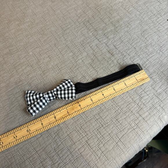 Black White Gingham Check Youth Kids Boys Bow Tie Beyond Creations - Picture 5 of 6